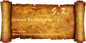 Incze Krisztina névjegykártya